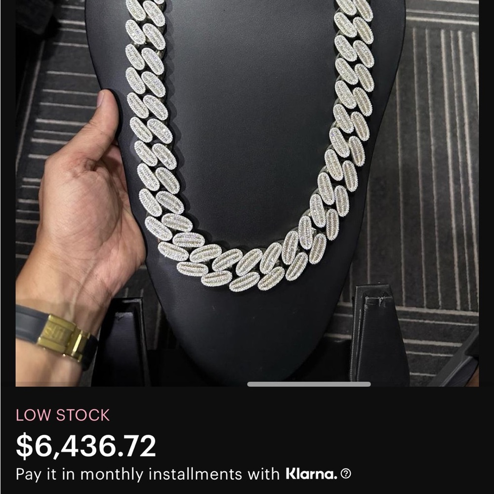 Rare iced out Miami link Cuban link silver 925 chain with genuine diamonds - Picture 5 of 6